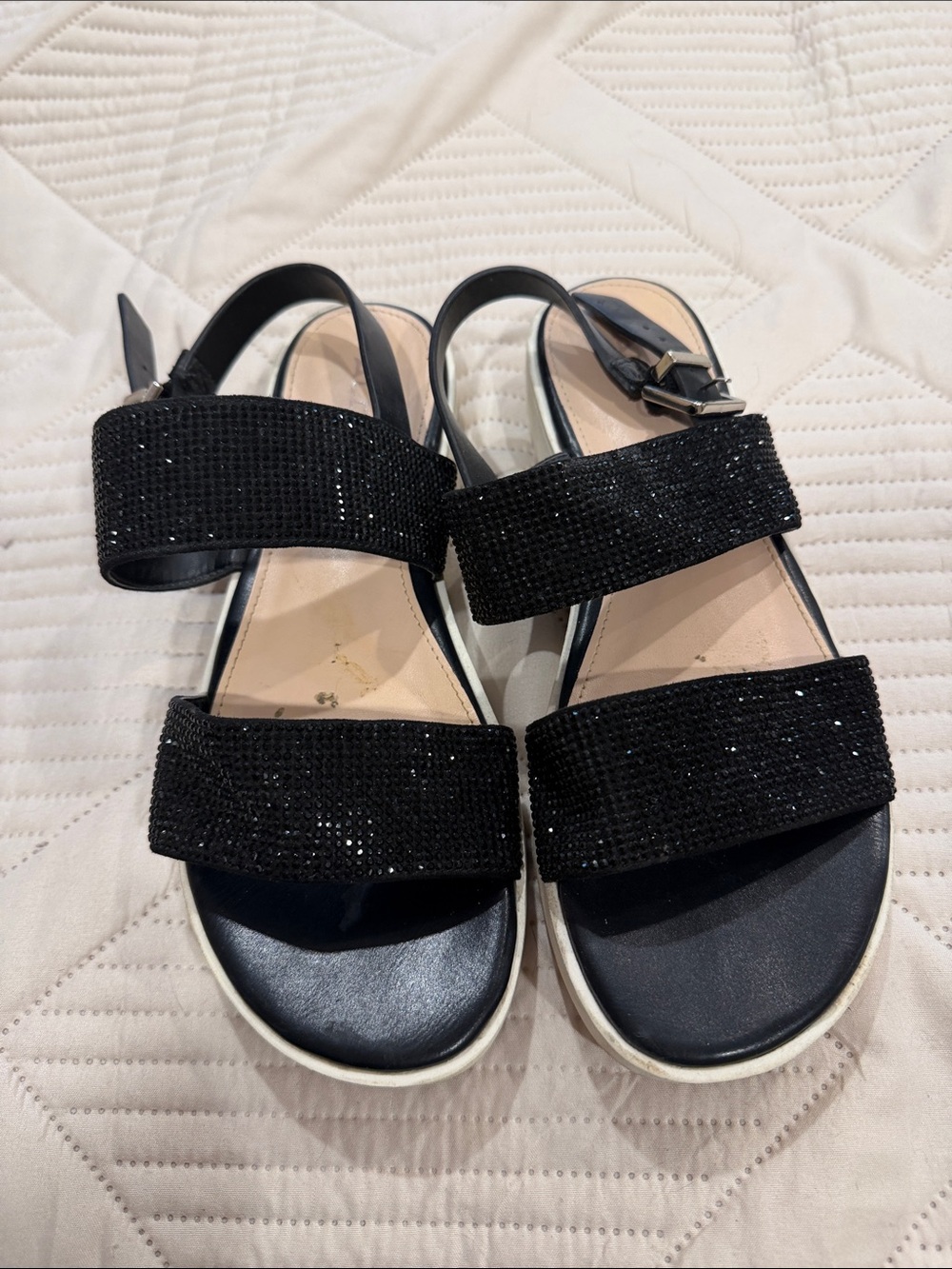 Aldo’s Women’s Black Sparkle Strap Sandals - Stylish Comfort size 7